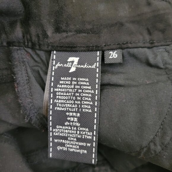 7 For All Mankind High Rise Skinny Ankle Velvet Button Up Black Jean - Picture 11 of 12